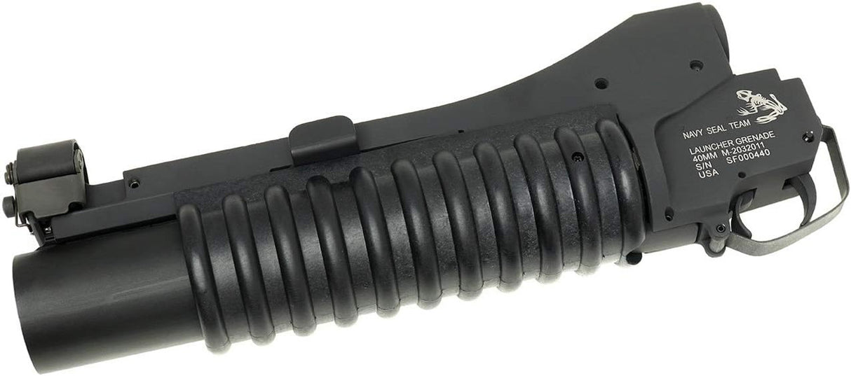 Lanzagranadas Colt M203 de 40 mm con licencia para rifles Airsoft serie M4 / M16 con cañón de metal (modelo: negro / corto)