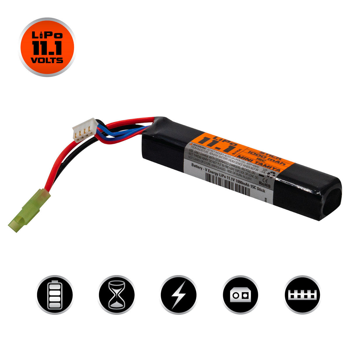 Valken LiPo 11.1v 1000mAh 15C Stick