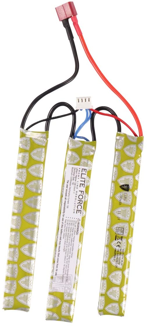 Batería Elite Force Airsoft para pistolas Airsoft eléctricas BB de 6 mm 11,1 V Lipo 1200 mAh, triple panel - Deans