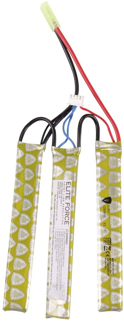 Batería Elite Force Airsoft para pistolas Airsoft eléctricas BB de 6 mm, 11,1 V Lipo 1200 mAh, Tri-Panel - Tamiya