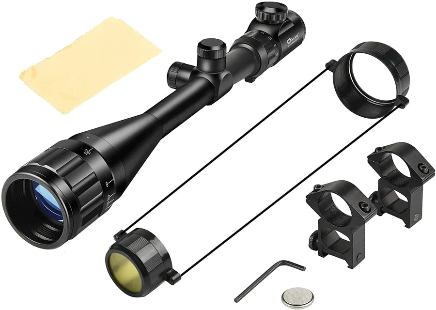 CVLIFE - Alcance del rifle de caza 6-24x50 AOE Alcance del arma iluminado en rojo y verde con montaje gratuito