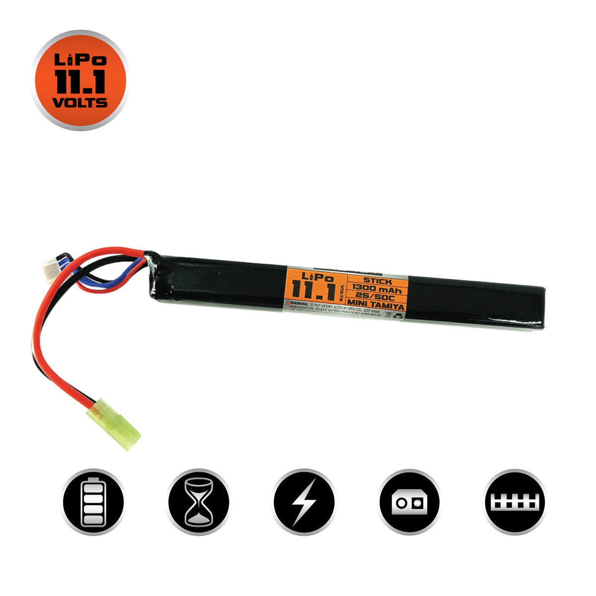Valken LiPo 11.1V 1300mAh 50C Batería para Airsoft Stick