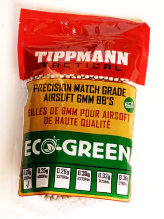 Tippmann Tactical Tracer Precision Match Grade 6mm Airsoft BBs - 28gr, 3,570ct Light Green - High Gloss, Consistent Fit