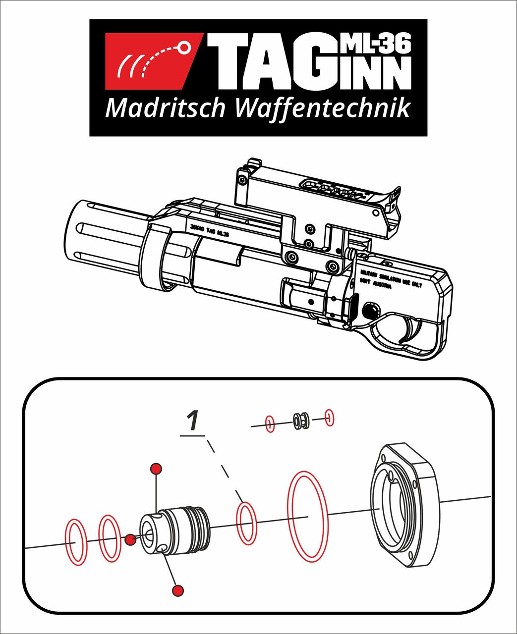 Kit de reparación de juntas tóricas TAGINN para el sistema de lanzador independiente "TAG-ML36"