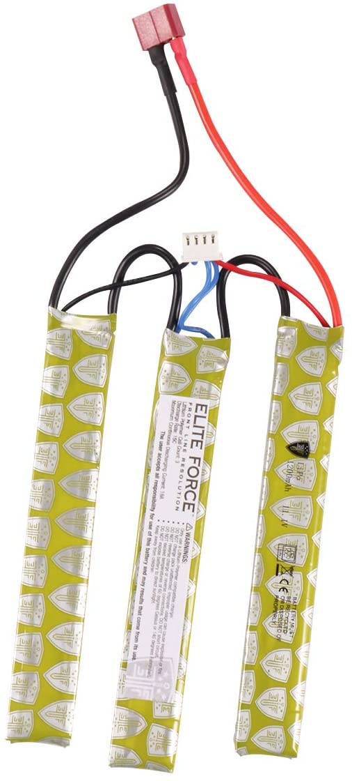 Elite Force Airsoft Battery for 6mm BB Electric Airsoft Guns 11.1V Lipo 1200 mAh, Tri-Panel - Deans