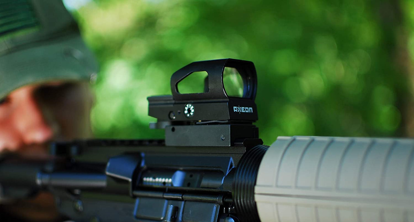AXEON Optics Multi-Reticle Reflex Gun Sight, RG49 Hooded Reflex Sight, Black