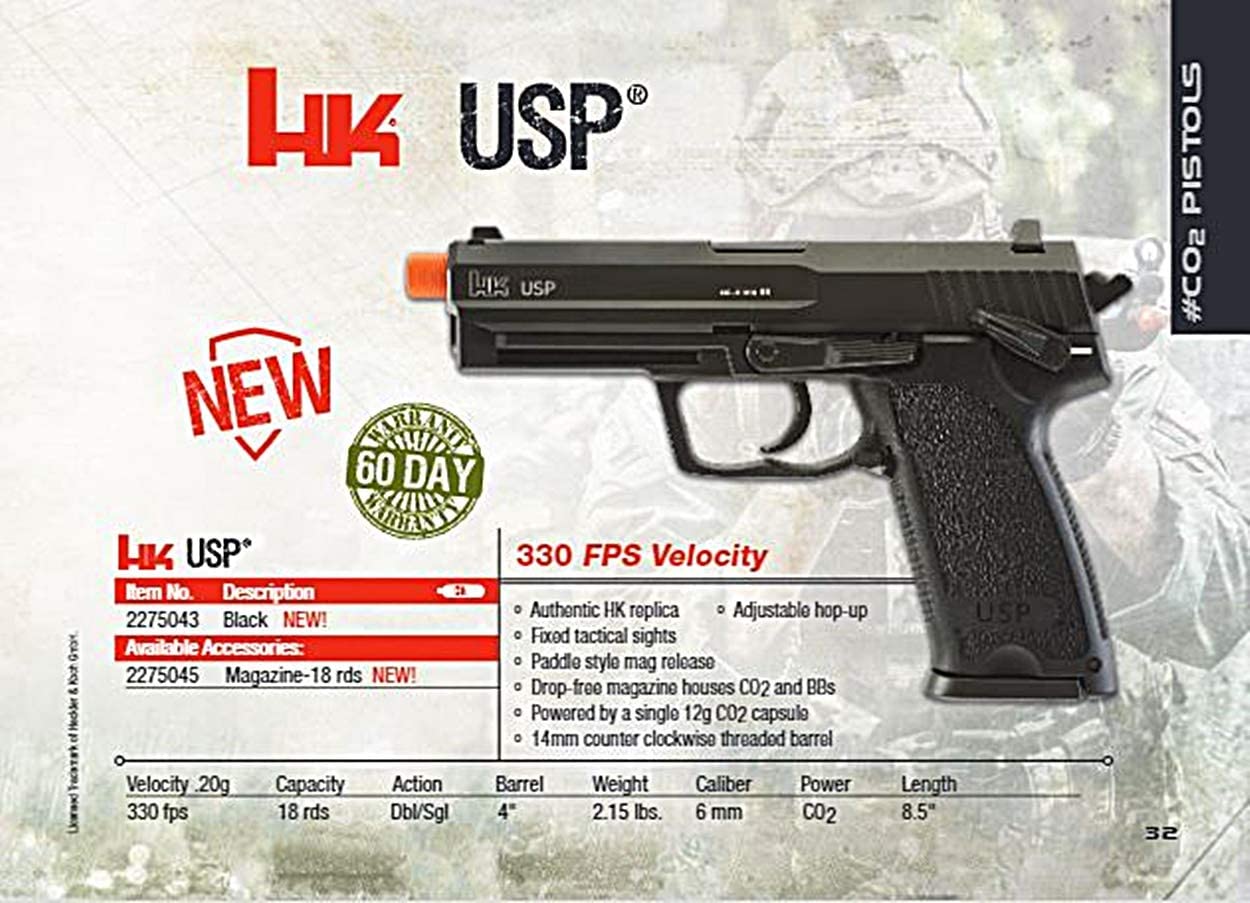 Elite Force HK USP CO2 6mm BB Pistol Airsoft Gun Black