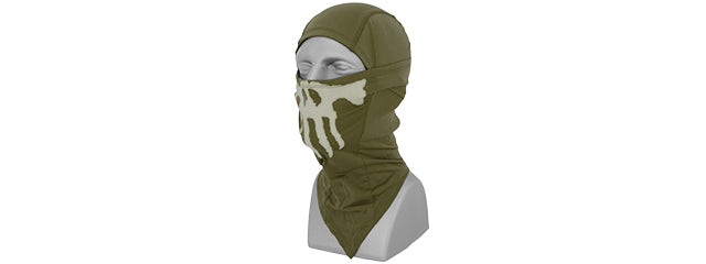 Glow-in-the-Dark Skull Balaclava in OD Green