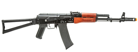 Lancer Tactical AK-Series AK-74N AEG Rifle Airsoft con culata plegable esqueleto (muebles de madera real)