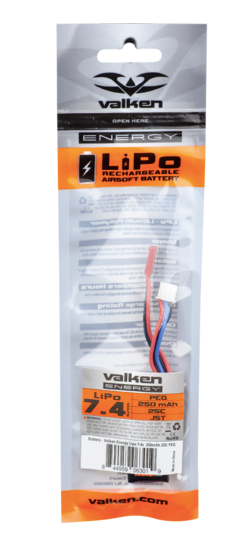 Valken Energy LiPo 7.4v 250mAh 25C Battery
